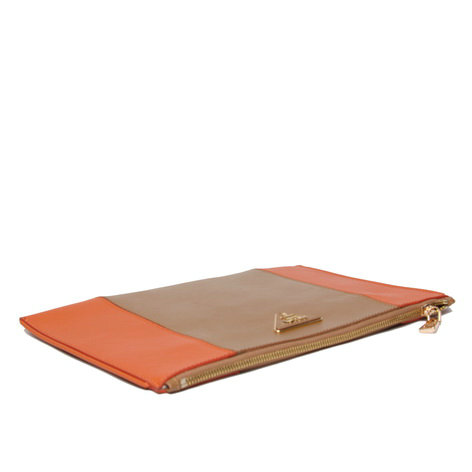 2014 Prada Saffiano Calf Leather Clutch BP625 orange&tan for sale - Click Image to Close